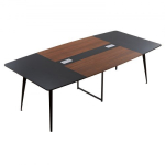 Konverentsilaud, 240x120x75 cm, must ja pruun, metallist jalad