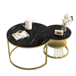 &Uuml;mmargune kohvilaud, k&uuml;lglaud, diivanilaud, elutuba/r&otilde;du, must (2PCS)