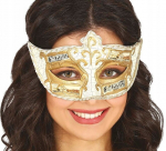 Kuldne Veneetsia mask m&auml;rkmetega karnevali ja balli jaoks