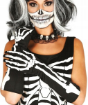 Mustad luu/skeleti mustriga kindad Halloweeni peoks