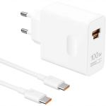 Huawei 100w Supercharge laadija, 2 porti, Usb-a/usb-c, valge