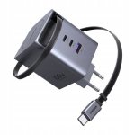 Ugreen X616 Gan 100w laadija Usb-c kaabliga, 3 porti