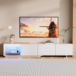 Televiisorialus 3 sahtli ja LED-tuledega - Valge - 240 &times; 38 &times; 44 cm