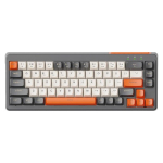 FREEWOLF M68 65% juhtmeta m&auml;nguklaviatuur, sinine kolme režiimiga vaikne membraanklaviatuur, 67-klahviline LED-taustavalgustuse ja valge-oranžiga arvutim&auml;nguklaviatuur