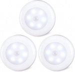 Liikumisanduriga LED-valgusti, kleepuv, k&uuml;lm valge, 3 tk, 7 cm