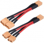 YUNIQUE GREEN-CLEAN-POWER &ndash; 2x XT60 paralleelsed adapterkaablid (isane&ndash;2 emast, emane&ndash;2 isast), 14AWG &ndash; Lipo akudele