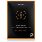 Korika Korean Heritage lehtmask naha kirkastamiseks Jeju mandariinide ja vitamiinidega B‑C‑E, 25 g