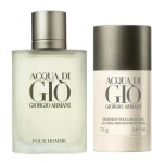 Komplekt Giorgio Armani: Acqua di Gio, tualettvesi, meestele, 100 ml + Acqua di Gio, higistamisvastane deodorandipulk, meestele, 75 g