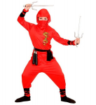 "PUNANE DRAAKON-NINJA" (kapuutsiga mantel, p&uuml;ksid, v&ouml;&ouml;, n&auml;omask, k&auml;e- ja jalasidemed)