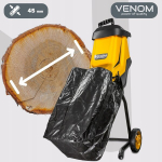 Elektriline oksapurustaja VENOM VN 031, 2600 W (EPS 3600 W), kuni 45 mm, 45 l kogumiskonteiner