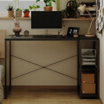 Arvutilaud, loft-stiilis, must, modernne, elegantne, riiulitega, t&ouml;&ouml;stuslik, 120