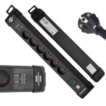 Pikendusjuhe maandusega 6 pistikupesa + USB 3 m, Prailgintuvas su įžeminimu 6 lizdų + USB 3 m