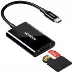 M&auml;lukaardilugeja 2in1 USB-C SD MicroSD, Atminties kortelių skaitytuvas 2in1 USB-C SD MicroSD
