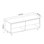 TV-laud Home4You HERTA 120x40xH48cm, metalljalad, 2 sahtlit, liivakarva