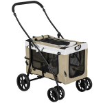 Kokkupandav lemmikloomak&auml;ru, kaasaskantav kott, 4 piduritega ratast, 81x58x97,5 cm, khaki