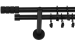 Topelt kardinapulk 320 cm 19 mm must Matt Craft Silent Rings for Swivels