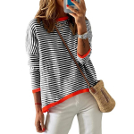 Puuvillane triibuline naiste kampsun Dokotoo M, must/valge, M