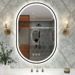 Uduvastane ovaalne LED vannitoapeegel Bluetoothiga Starlead 90x60 cm, must