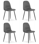 S&ouml;&ouml;gitoolide komplekt Leobert PADVA, tumehall samet, mustad jalad, komplektis 4 tooli