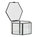 Hoiukast, klaas/metall, 11x11x6 cm, l&auml;bipaistev/must