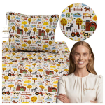 Laste voodipesukomplekt 90x120+50x60 "fun farm", 100% puuvill