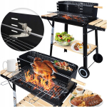 Suur s&ouml;ega aia grill ratastel varraste ja 3 riiuliga, premium komplekt