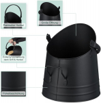 Relaxdays s&ouml;e&auml;mber, labidas, k&auml;epide ja k&auml;epide, 6,5 liitrit, s&uuml;si, pelletid, brikett, kaminatarvikud, tuhka&auml;mber, must