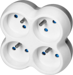 4 pistikupesa pikendusjuhe maandusega valge-hall