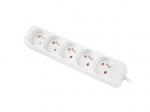 Lanbergi pikendusjuhe 1,5m, 5 pistikupesa, valge, 230v, t&auml;is vasest s&uuml;damik