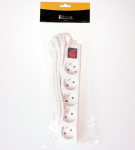 Pikenduskaabel 5 pistikupesaga, 5m, valge