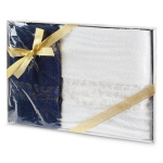 R&auml;tikukomplekt Eurofirany Blink 50x90/70x140 Puuvill 450 GSM Valge Tumesinine