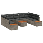 10-osaline aiadiivanite komplekt patjadega, hall pol&uuml;rattan, akaatsia