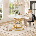 &Uuml;mmargune s&ouml;&ouml;gilaud, metalljalad, marmorimitatsiooniga pealispind, kuldne/must