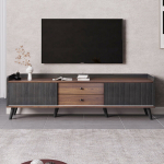 Telekapp kahe sahtliga, madalprofiilne, must+naturaalne puit, K58xL160xS40cm