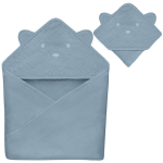 Laste musliinist kapuutsiga r&auml;tik Lionelo Muslin Hooded Towel Grey Sky