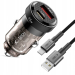 Autolaadija 45W USB USB-C koos 1 m USB-C kaabliga, Automobilinis įkroviklis 45W USB USB-C su USB-C kabeliu 1 m