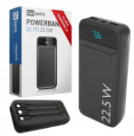 Akupank V&auml;line aku 20000 mAh 22,5 W koos USB, USB-C ja kaablitega, I&scaron;orinė baterija 20000 mAh 22,5 W su USB, USB-C ir laidais