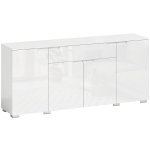 Sideboard 180 cm, moodne kummut sahtli ja reguleeritavate riiulitega, l&auml;ikivvalge