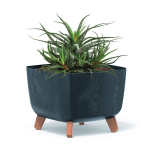 Nelinurkne lillepott jalgadega, 29 x 12 cm, antratsiit, plastikust, betooni v&auml;limus
