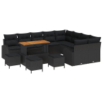 vidaXL Aia Diivanikomplekt padjaga 13 pcs Must pol&uuml;rotang