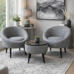 3-osaline tugitoolide ja kohvilaua komplekt Lida Linen, hall