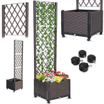 Lillepott pergolaga ratastega Heckermann 39x39x186 cm technorattan pruun