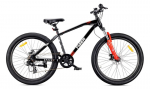 Maastikuratas MTB 26 tolli Tiger Bike, Shimano 7 k&auml;iku, amortisaator, laiad rehvid, ketaspidurid, must-punane