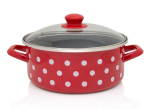 Emailpott 24 cm 4,75 l punane klaaskaanega "t&auml;pid"