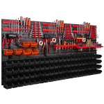 T&ouml;&ouml;kojariiul seinariiul 1728 x 780 mm virnastatavad karbid 94 kasti must/oranž