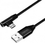 LogiLink kaabel USB A - micro USB B, nurga all, must, 1m