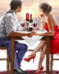 Maalimine numbrite j&auml;rgi - maalimise komplekt 40x50 cm. "Romantic Dinner"