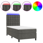 vidaXL kontinentaalvoodi madratsiga ja LED, tumehall, 80x200 cm, samet