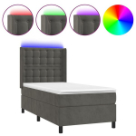 vidaXL kontinentaalvoodi madratsiga ja LED, tumehall, 80x200 cm, samet