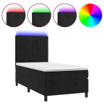 vidaXL kontinentaalvoodi madratsiga ja LED, must, 90x200 cm, samet